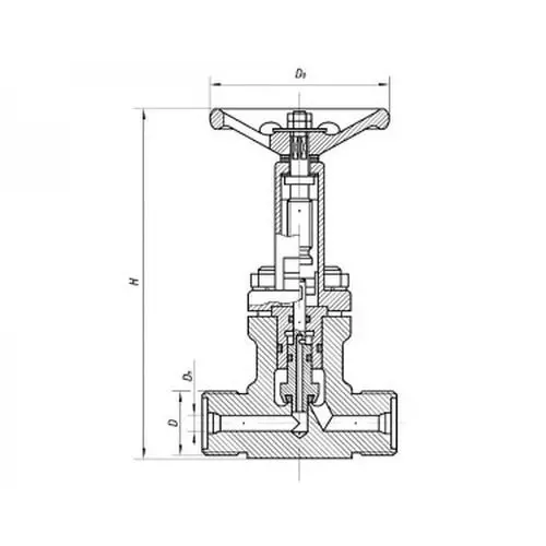 Бронзовый запорный проходной штуцерный клапан 521-35.3238 (ИТШЛ.49111114) 