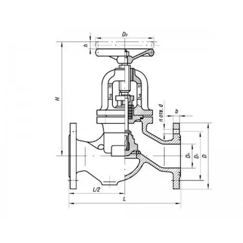 Клапан латунный невозвратно-запорный проходной фланцевый 522-35.4068 (ИТШЛ.49191514) 