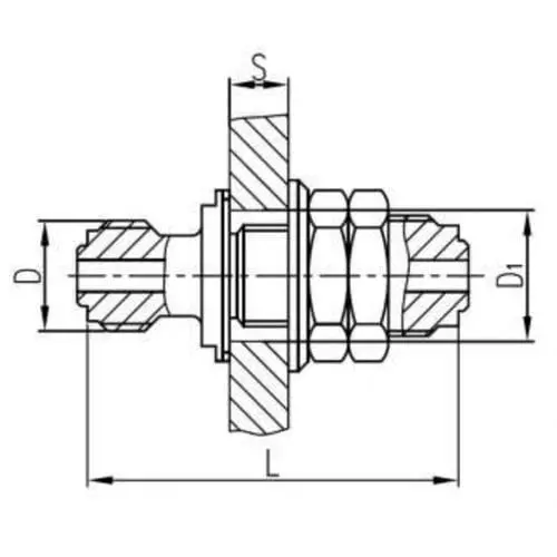 Латунный переборочный штуцерный съемный стакан 15x100 мм 554-03.905-04 (ИTШЛ.363171.134-03)